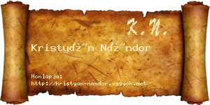Kristyán Nándor névjegykártya
